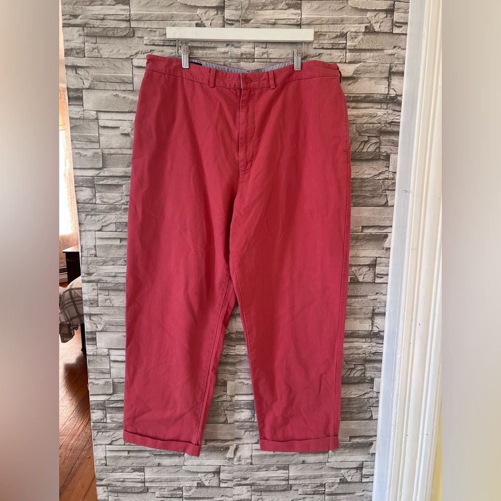 Lands End Women’s Solid Salmon Capri Ankle Chino Casual Cotton Pants 40 Curvy